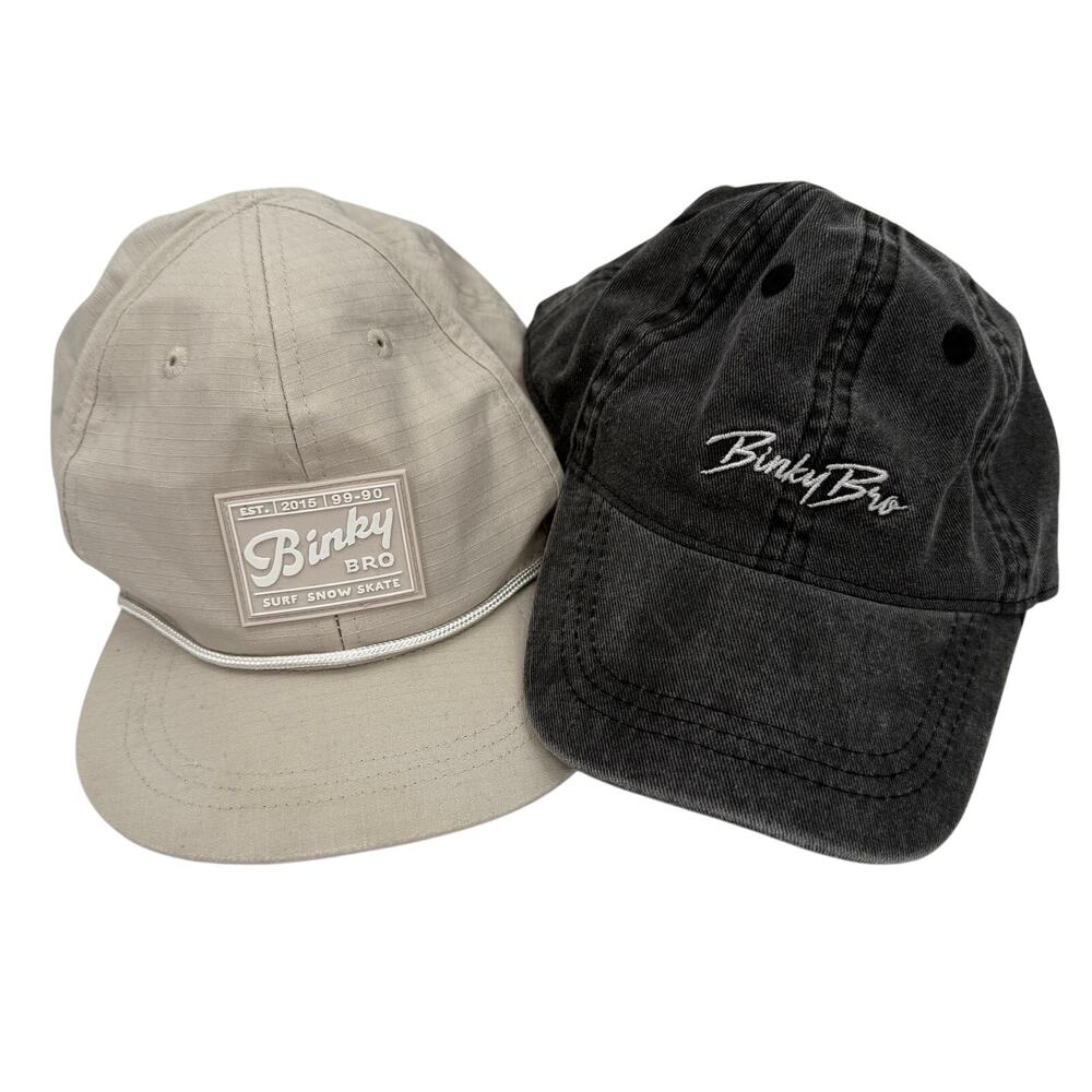 Binky Bro Hat Set of 2 Infant & Toddler Acid Wash Cream Headwear 100% Cotton Boy